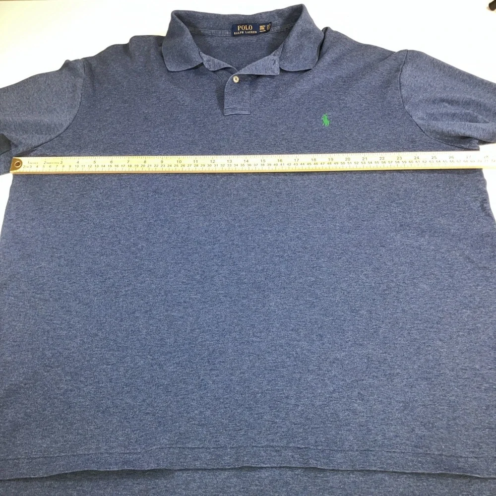 Polo Ralph‎ Lauren Long Sleeve Polo Shirt Mens 3XLT Blue Heather Green Pony